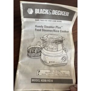 Black & Decker Handy Steamer Rice Cooker Model HS90/HS10 Instruction Manual ONLY